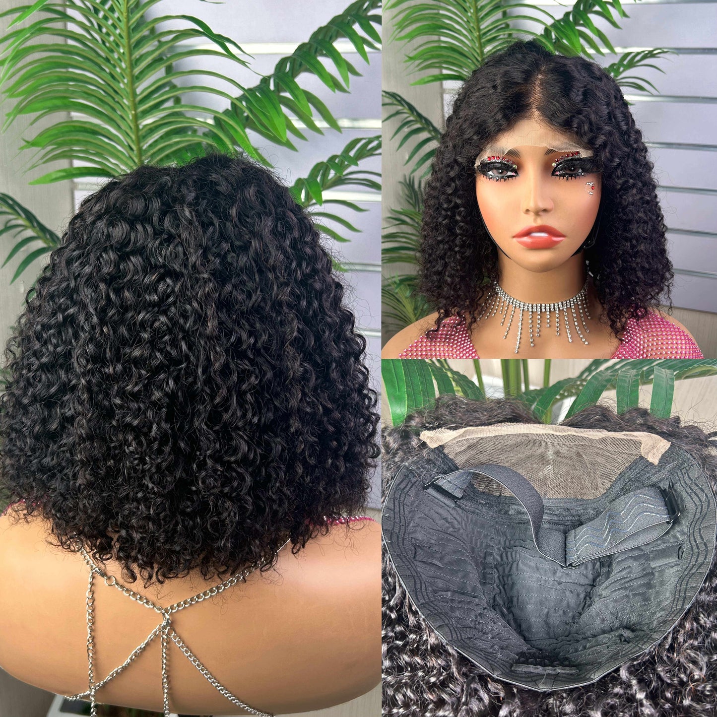 Wholesale Wig SDD Kinky Curly Bob Wig 100% Human Hair 5By5 Lace Closure Curly Wig Super Full Density