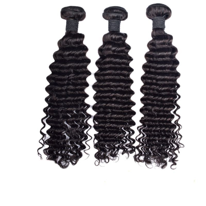 Wholesale Natural Color 11A 12A Soft Afro Raw Indian Virgin Human Hair Extensions Body Deep Wave Cuticle Aligned Double Weft
