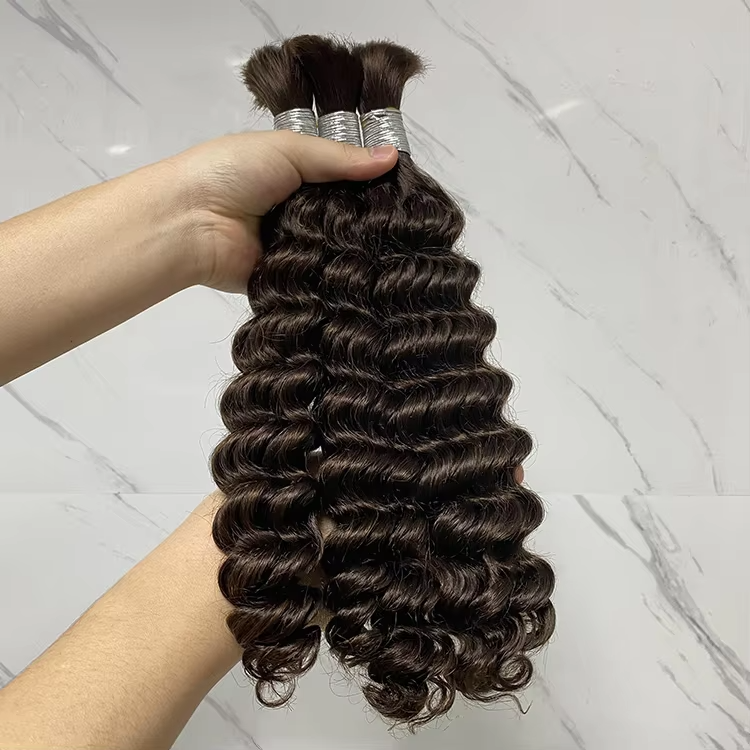 Fashion Styles All Colors 100% Unprocessed Raw Human Hair Deep Wave Hair Extension for Braiding Deep Wave Bulk for Black Women