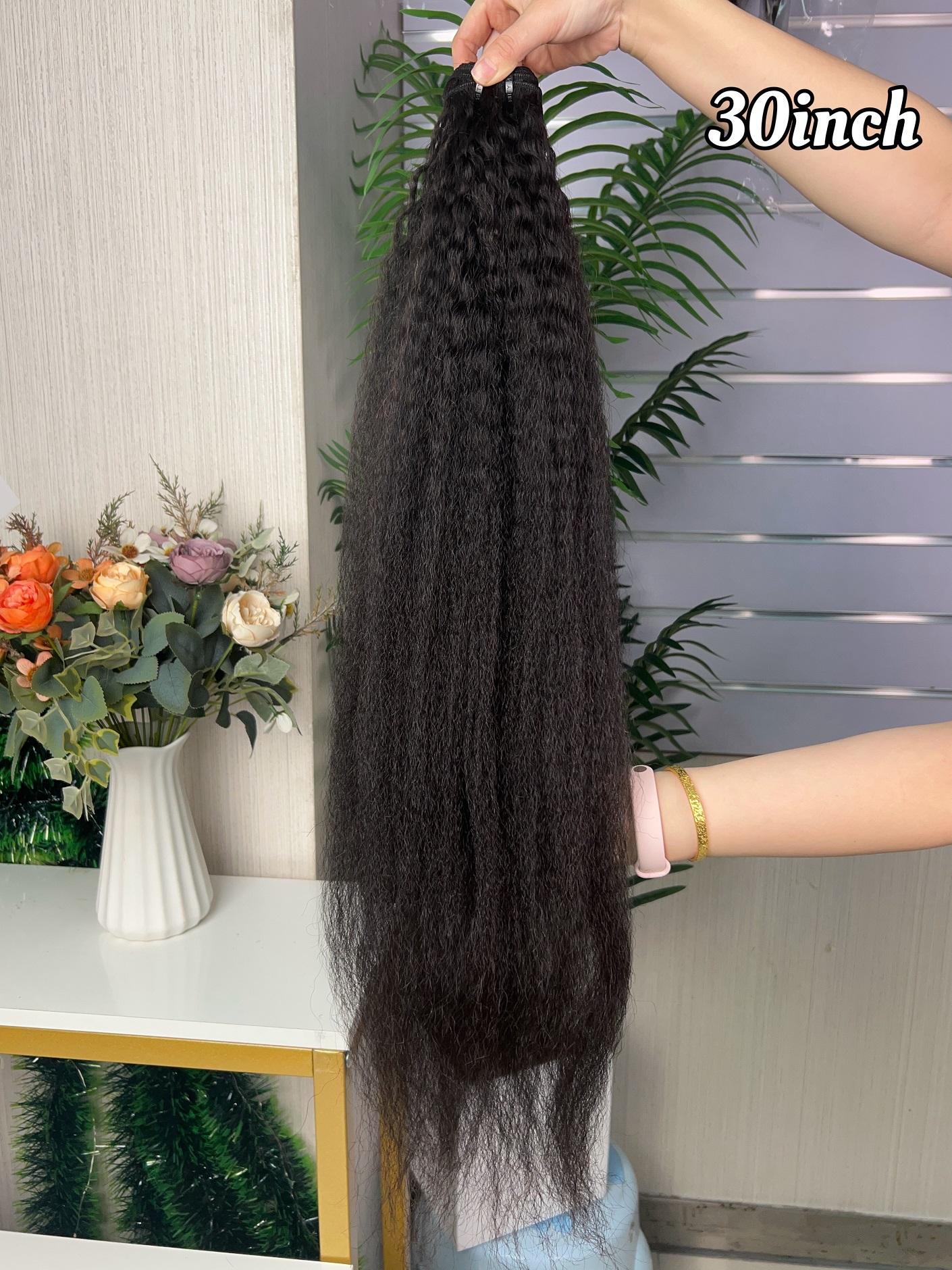 Wholesale Hot Selling Kinky Straight Bundle 100g Per Pack Super Double Drawn Hair Extension 100% Human Hair