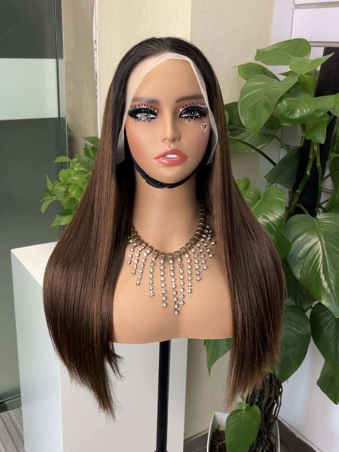 SDD Straight 13*4 Wig Super Double Drawn Vietnam 100% Human Hair Luxury Wig Brown Color