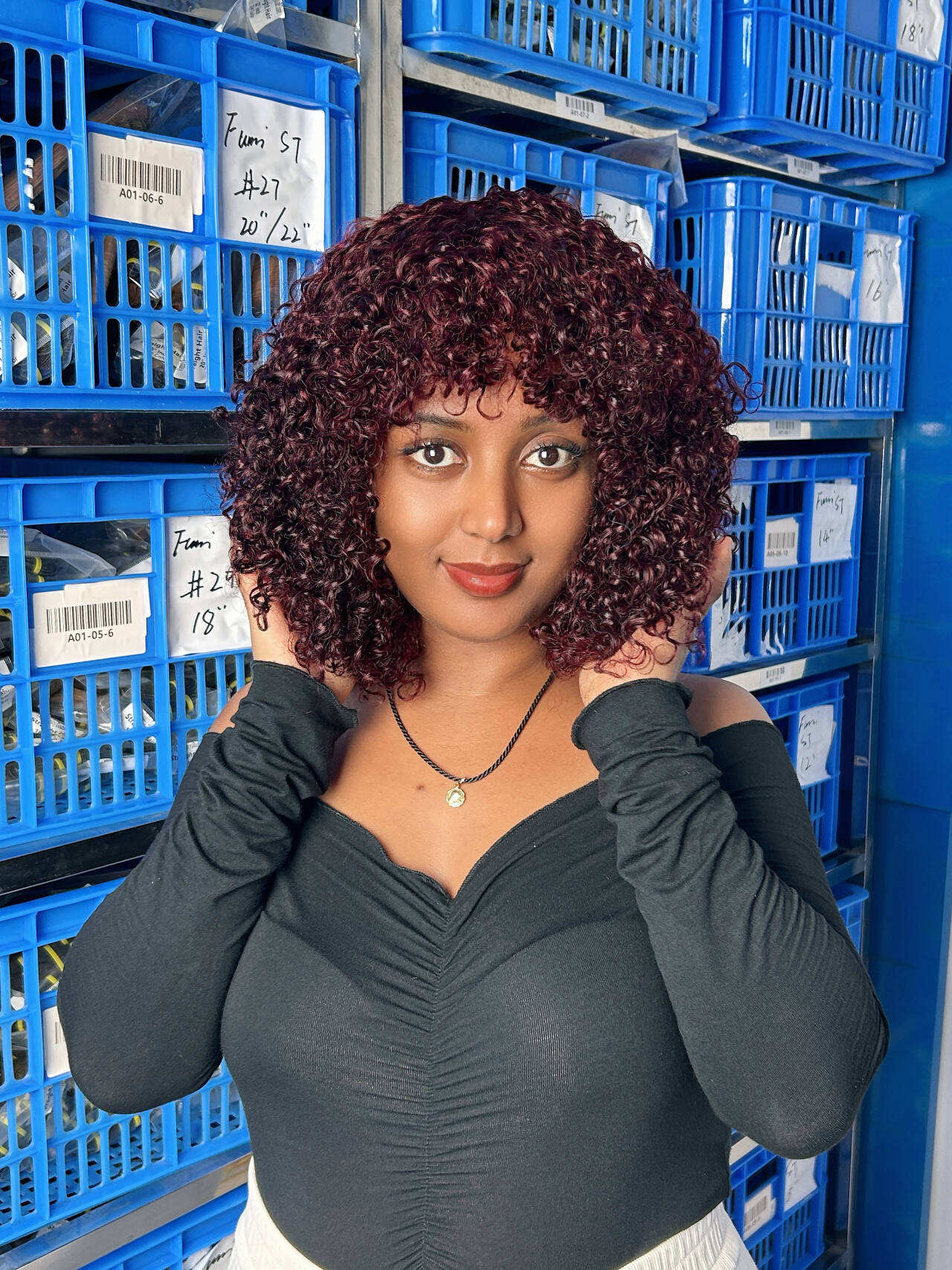 Hot Selling Factory Price Double Drawn Virgin Fringe Pissy Curly Wig Human Hair Wig