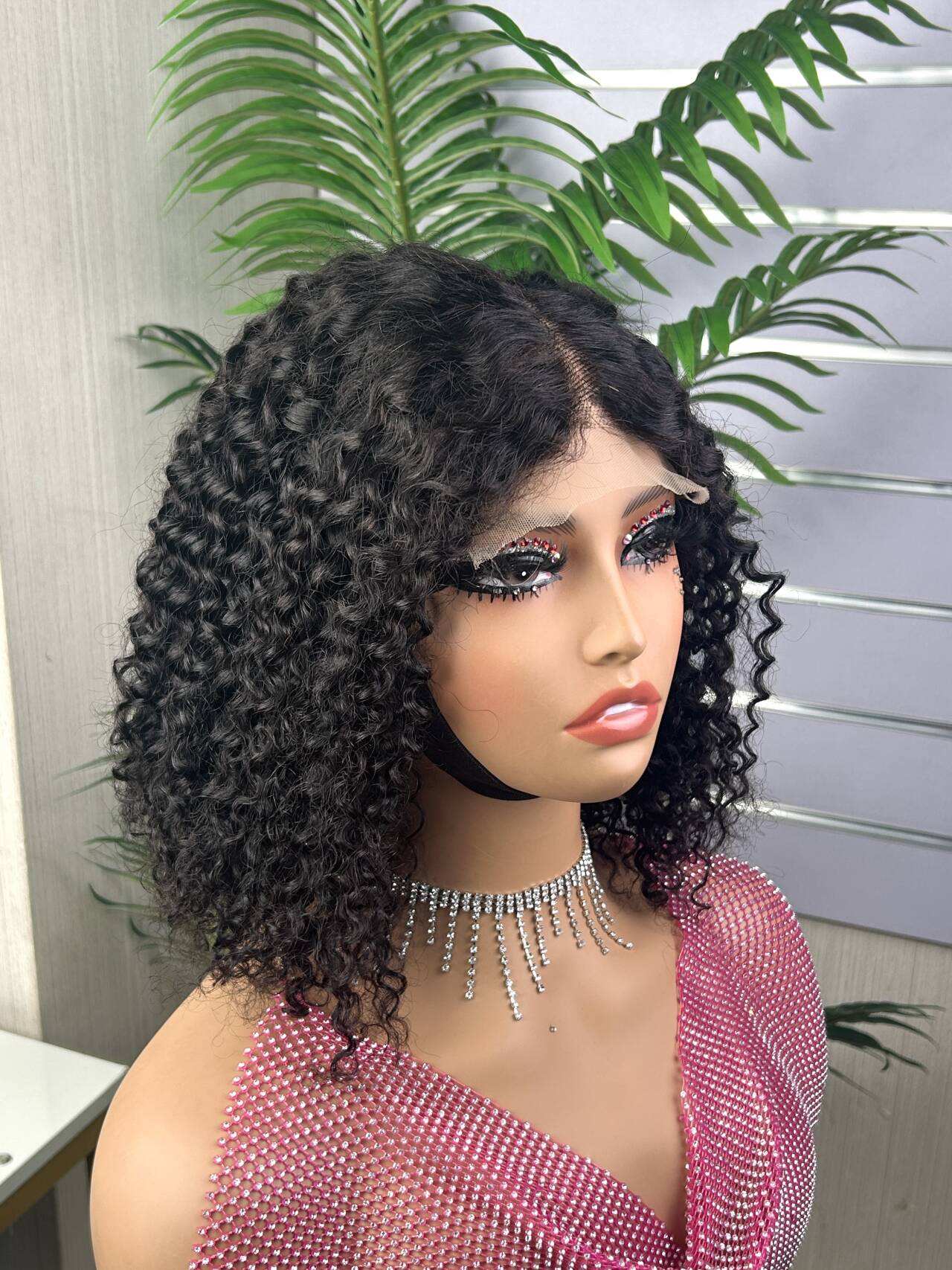 Kinky Curly Wholesale 5x5 Glueless Full Lace Closure Wigs Brazilian Human Hair Small Curly Human Hair Bob Wigs