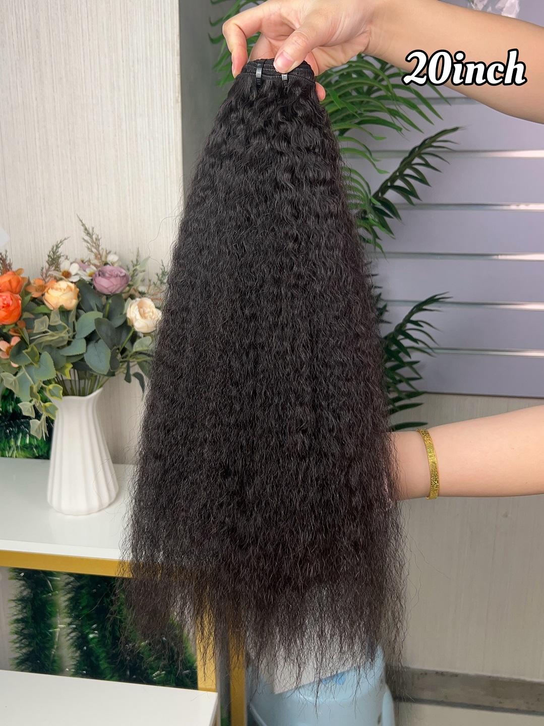 Wholesale Hot Selling Kinky Straight Bundle 100g Per Pack Super Double Drawn Hair Extension 100% Human Hair