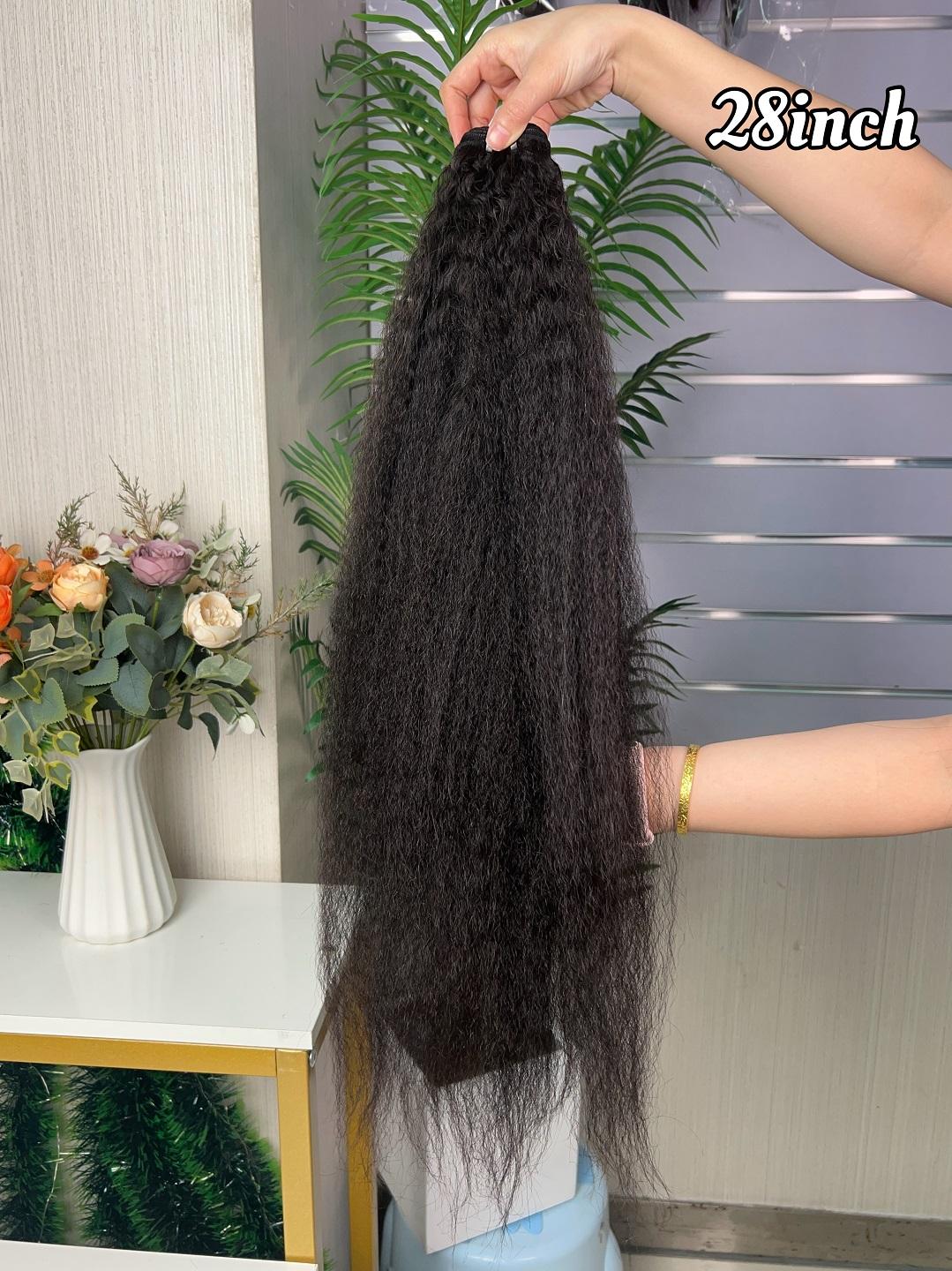 Wholesale Hot Selling Kinky Straight Bundle 100g Per Pack Super Double Drawn Hair Extension 100% Human Hair