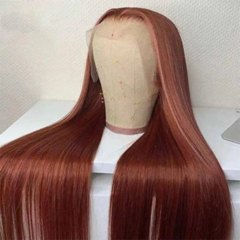Reddish Brown Auburn Color Silky Straight 13*4 Lace Frontal Wigs