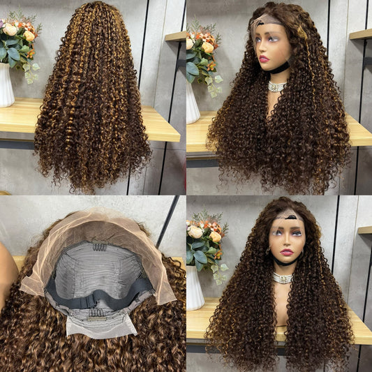 Pixie Curly Hair Wigs 13x4 Lace Frontal 300% Density 12A Double Drawn Full Hair 100% Human Hair Wigs