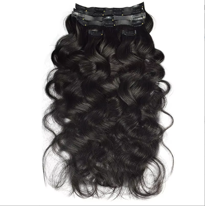 Burmese Curly Seamless Clip Ins 100% Human Hair Raw Pu Clip in Full and Thick Natural Invisible Seamless Clip in Hair Extension