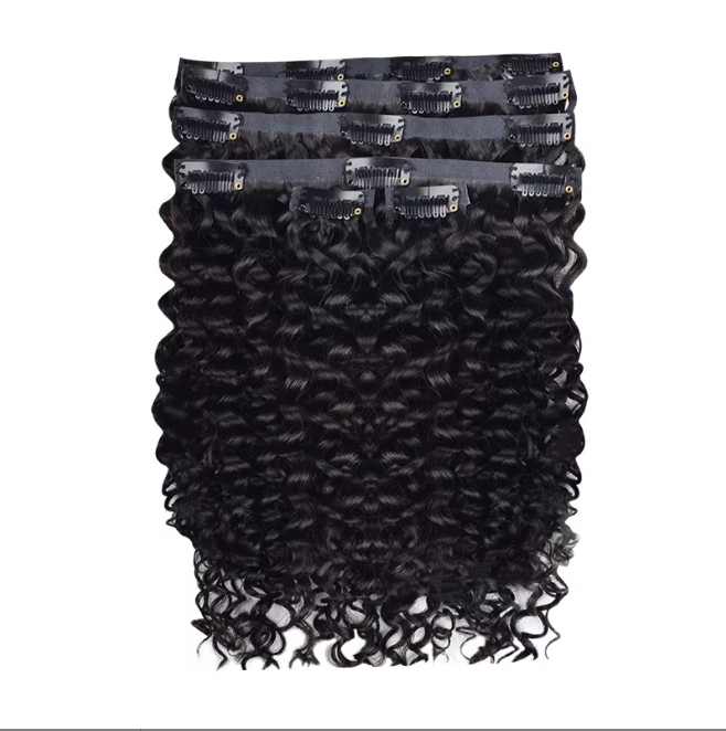 Burmese Curly Seamless Clip Ins 100% Human Hair Raw Pu Clip in Full and Thick Natural Invisible Seamless Clip in Hair Extension