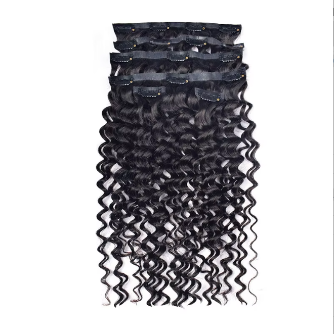 Burmese Curly Seamless Clip Ins 100% Human Hair Raw Pu Clip in Full and Thick Natural Invisible Seamless Clip in Hair Extension