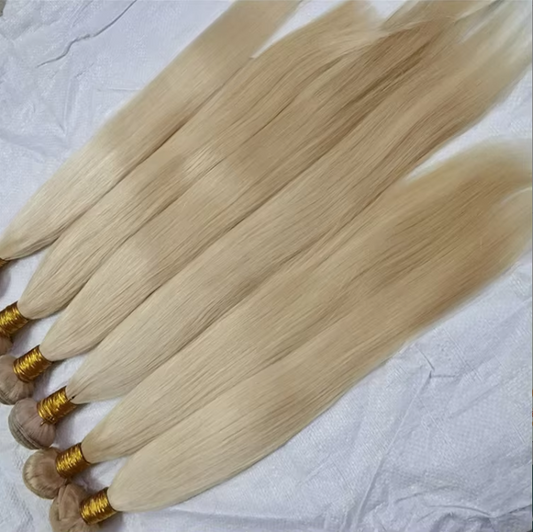 Factory Direct Cheap Full Head 3pcs European Human Hair Long Natural 613 Blonde Hair Extensioin