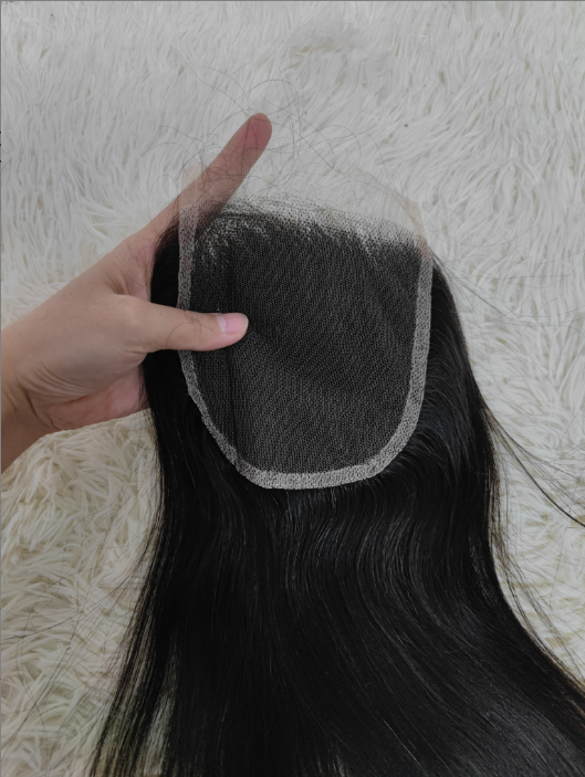 Bone Straight Human Hair Bundles with 2x6 Lace Closure Color Vietnam Super Double Draw Raw Hair Bundles Extention