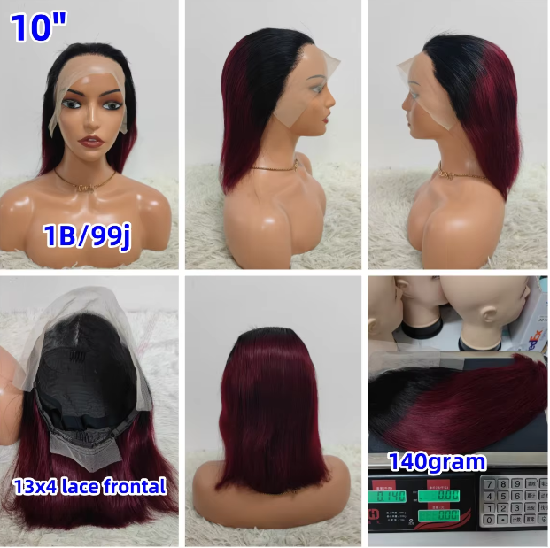 10, 12inch Promotion 13x4 Lace Frontal Straight Hair Bob Wig 6 Colors Available 100% Human Wigs Remy Hair Brazilian Wigs