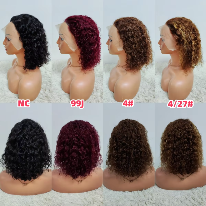 22$ 150gram Promotion 13x4 Full Lace Frontal Water Wave Bob Wigs Raw Burmese Curly Hair Natural Curly Human Hair Wigs