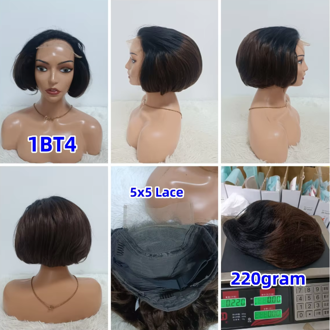 Promotion 210gram 26$ 5x5 Lace Closure Pixie Short Cut Wigs Wholesale Brazilian Wig 100% Human Hair Wigs for Black Woman