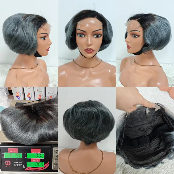 Promotion 210gram 26$ 5x5 Lace Closure Pixie Short Cut Wigs Wholesale Brazilian Wig 100% Human Hair Wigs for Black Woman