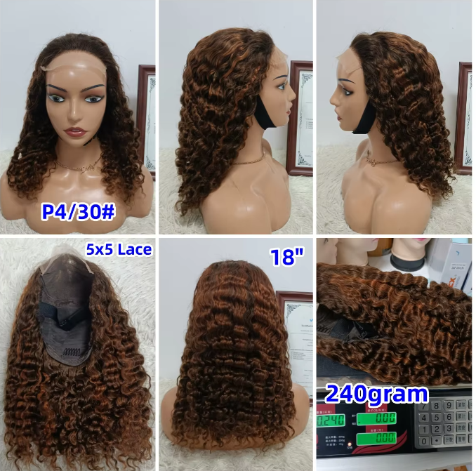 75$ Promotion Burmese Deep Curly 5x5 Lace Closure Wigs 100% Human Hair 18 20 22inch Virgin Hair Wigs Color Wholesale 10A
