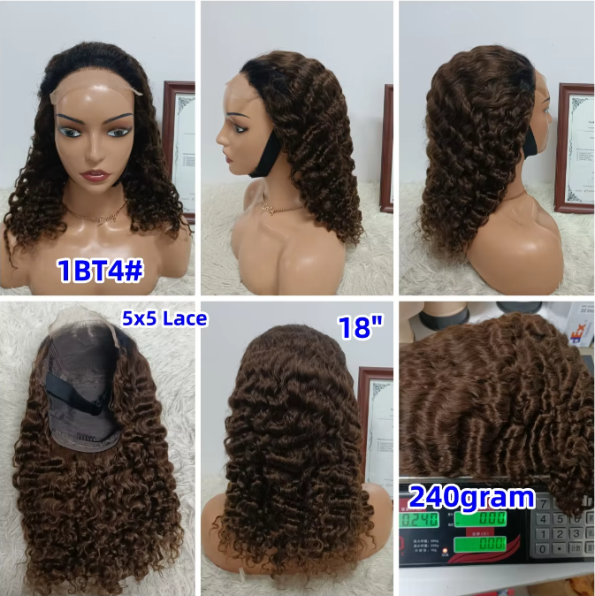 75$ Promotion Burmese Deep Curly 5x5 Lace Closure Wigs 100% Human Hair 18 20 22inch Virgin Hair Wigs Color Wholesale 10A