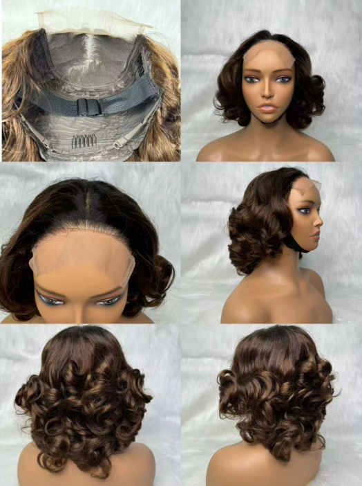 53$ Promotion 5x5 Loose Wave Wigs 14inch Ombre Color Raw Virgin Hair Wigs 4/350 1B/99J 4/27 Lace Closure Curly Wigs