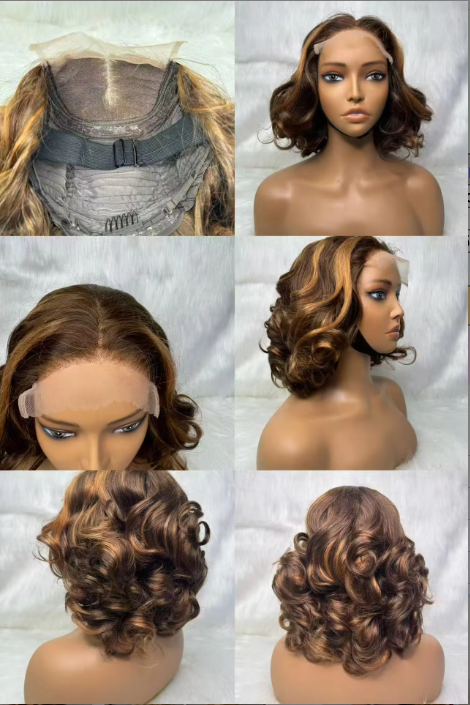 53$ Promotion 5x5 Loose Wave Wigs 14inch Ombre Color Raw Virgin Hair Wigs 4/350 1B/99J 4/27 Lace Closure Curly Wigs