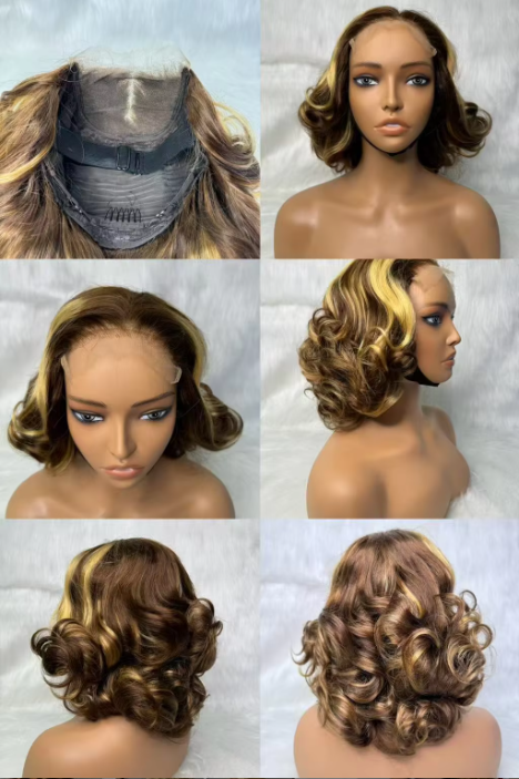 53$ Promotion 5x5 Loose Wave Wigs 14inch Ombre Color Raw Virgin Hair Wigs 4/350 1B/99J 4/27 Lace Closure Curly Wigs