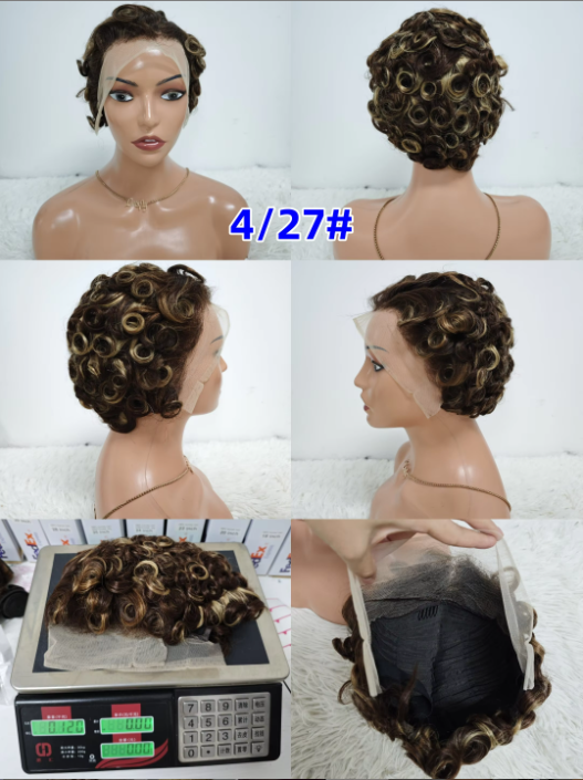 17$ Promotion Gray Color Pixie Wigs 13x4 Lace Full Frontal 100% Human Hair Short Cut Wigs Wholesale for Black Woman 130gram