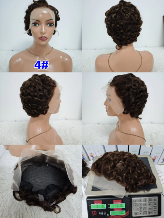 17$ Promotion Gray Color Pixie Wigs 13x4 Lace Full Frontal 100% Human Hair Short Cut Wigs Wholesale for Black Woman 130gram