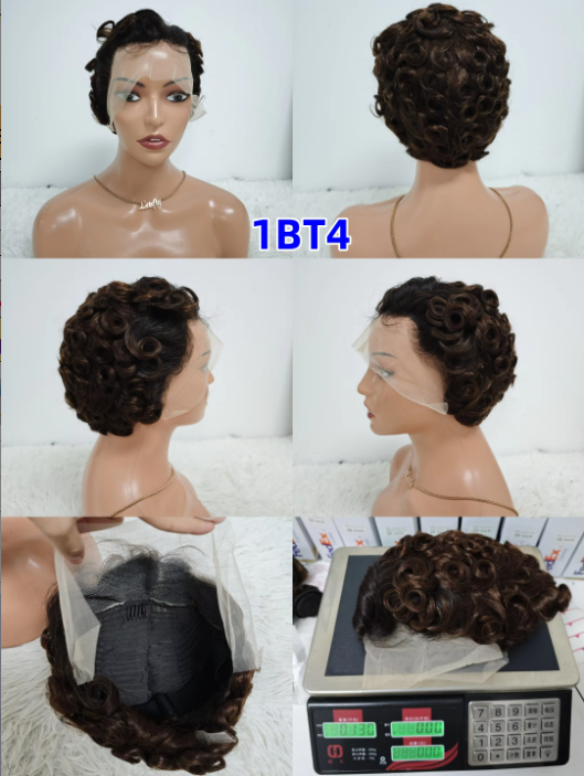 17$ Promotion Gray Color Pixie Wigs 13x4 Lace Full Frontal 100% Human Hair Short Cut Wigs Wholesale for Black Woman 130gram