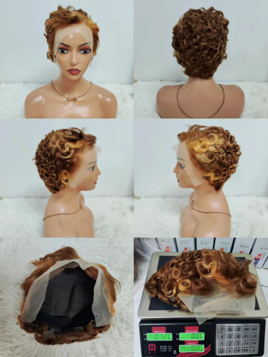 17$ Promotion Gray Color Pixie Wigs 13x4 Lace Full Frontal 100% Human Hair Short Cut Wigs Wholesale for Black Woman 130gram