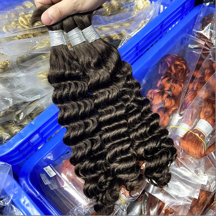Hot Selling 2026 Raw Hair Braiding Deep Wave Afro Kinky Bulk Human Hair Wholesale Wet and Wavy Human Hair Bulk