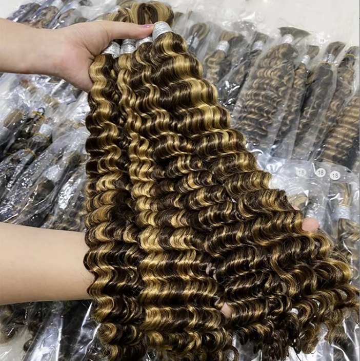 Hot Selling 2026 Raw Hair Braiding Deep Wave Afro Kinky Bulk Human Hair Wholesale Wet and Wavy Human Hair Bulk