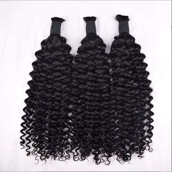 100% Human Hair Deep Curly Hair Bulk Wholesale Price High Quality Virgin Hair Braiding