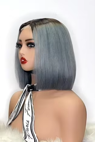 Promotion 40$ 2x6 Lace Closure Virgin Bob Wigs 12A SDD 10inch Ombre Gray Pink 250% Straight Wigs 100% Human Hair on Sale
