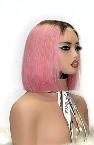 Promotion 40$ 2x6 Lace Closure Virgin Bob Wigs 12A SDD 10inch Ombre Gray Pink 250% Straight Wigs 100% Human Hair on Sale