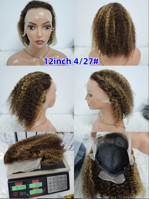 Promotion $24 100% Human Hair Wigs Jerry Curly 13x4 Lace Frontal Colorful Curly Wigs High Quality 10-16inch Wholesale Factory