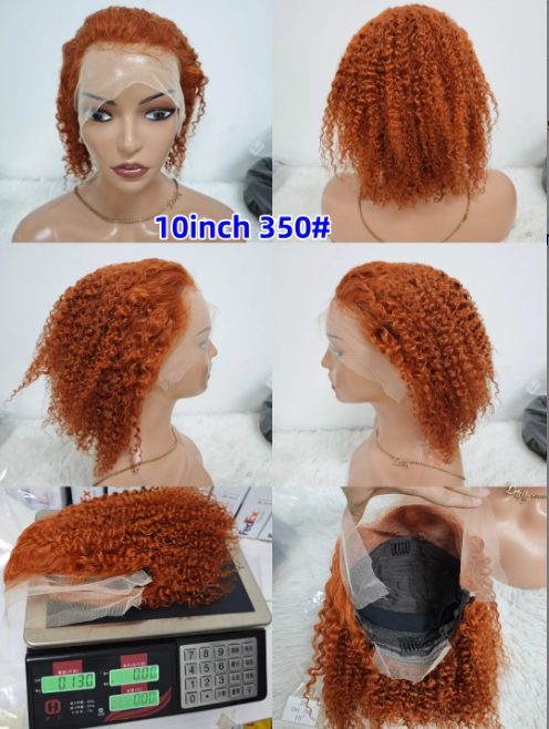 Promotion $24 100% Human Hair Wigs Jerry Curly 13x4 Lace Frontal Colorful Curly Wigs High Quality 10-16inch Wholesale Factory