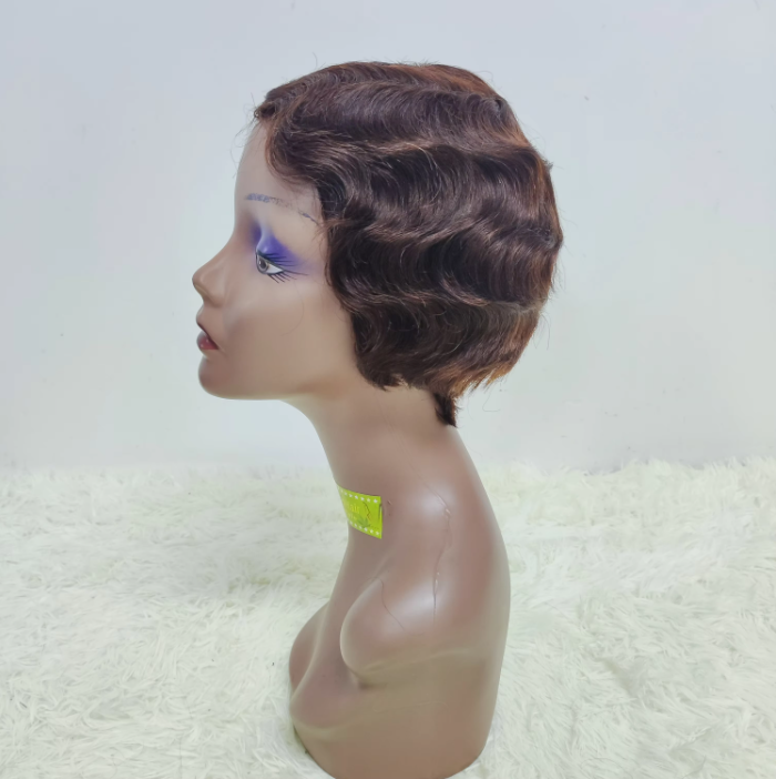 Wholesale Machine Made Curly Short Finger Cut Wigs Brazilian Human Hair Extensions Wigs