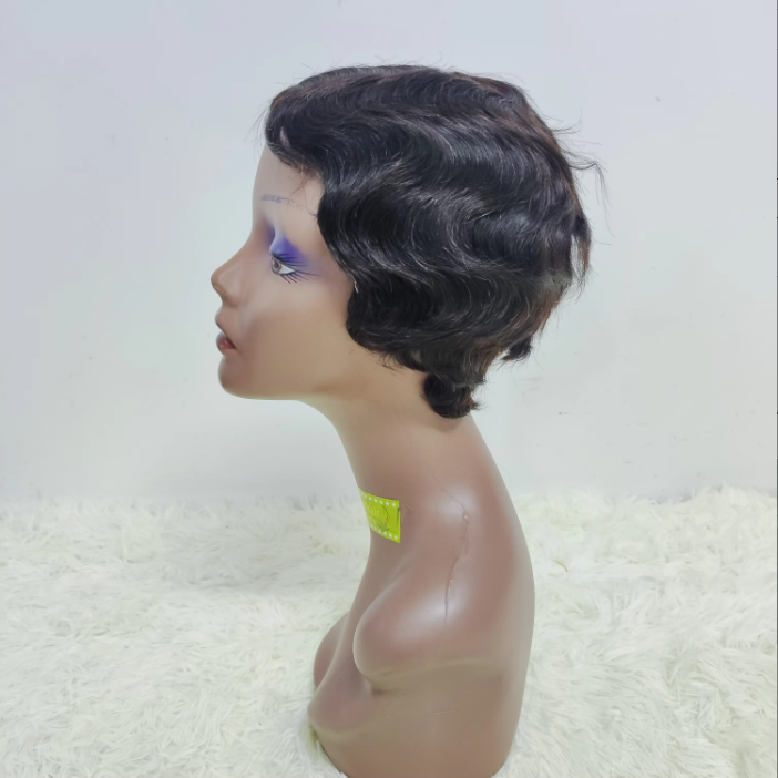 Wholesale Machine Made Curly Short Finger Cut Wigs Brazilian Human Hair Extensions Wigs