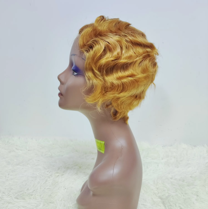 Wholesale Machine Made Curly Short Finger Cut Wigs Brazilian Human Hair Extensions Wigs