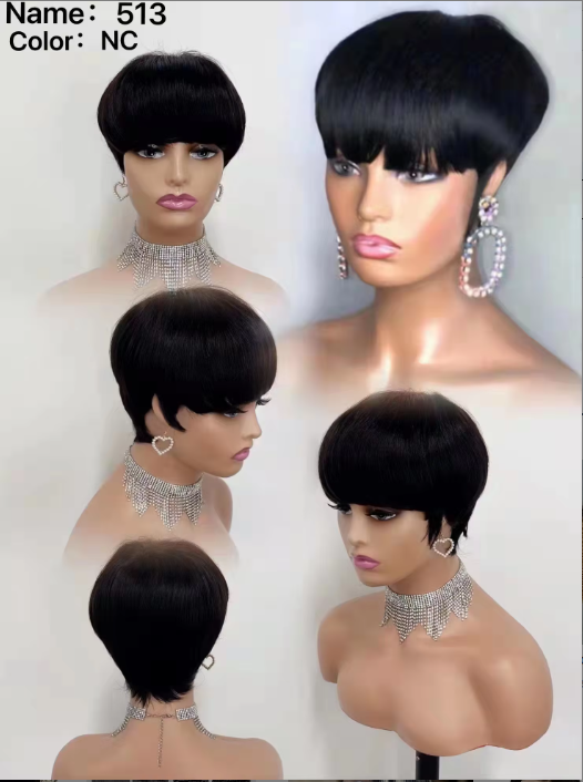 Wholesale Machine Made Curly Short Finger Cut Wigs Brazilian Human Hair Extensions Wigs