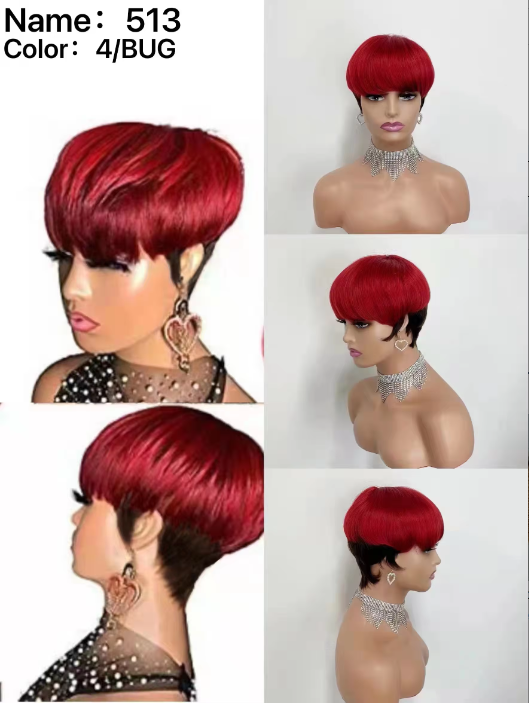 Wholesale Machine Made Curly Short Finger Cut Wigs Brazilian Human Hair Extensions Wigs