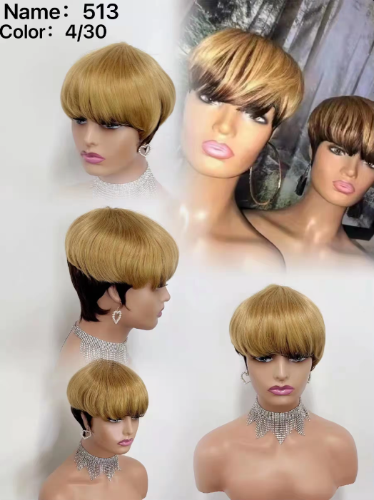 Wholesale Machine Made Curly Short Finger Cut Wigs Brazilian Human Hair Extensions Wigs