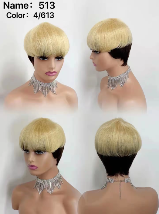 Wholesale Machine Made Curly Short Finger Cut Wigs Brazilian Human Hair Extensions Wigs