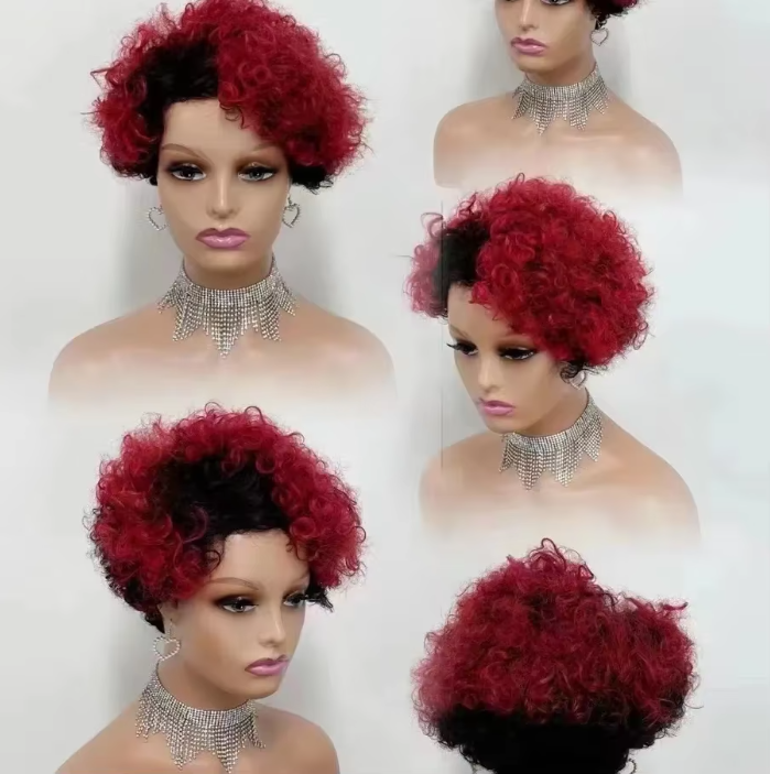 Wholesale Machine Made Curly Short Finger Cut Wigs Brazilian Human Hair Extensions Wigs