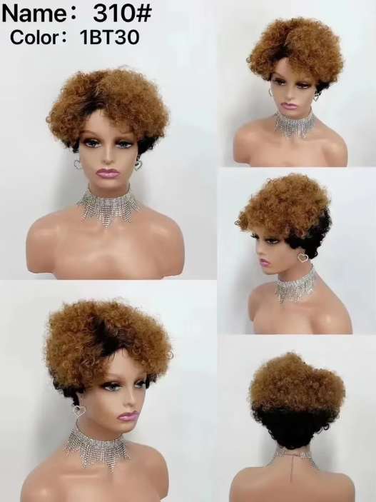 Wholesale Machine Made Curly Short Finger Cut Wigs Brazilian Human Hair Extensions Wigs