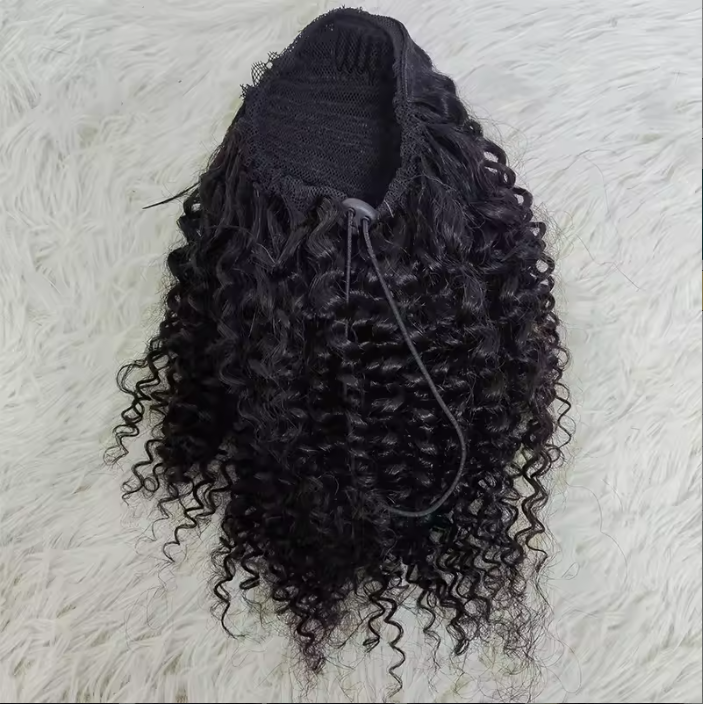 10A Kinky Straight Raw Virgin Hair Ponytails Human Hair Drawstring Hair Extensions Free Shipping for Black Woman