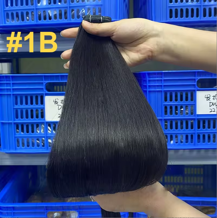 Real Human Hair Double Drawn Genius Weft Brazilian Remy Straight Human Hair Genius Weft Hair Extensions