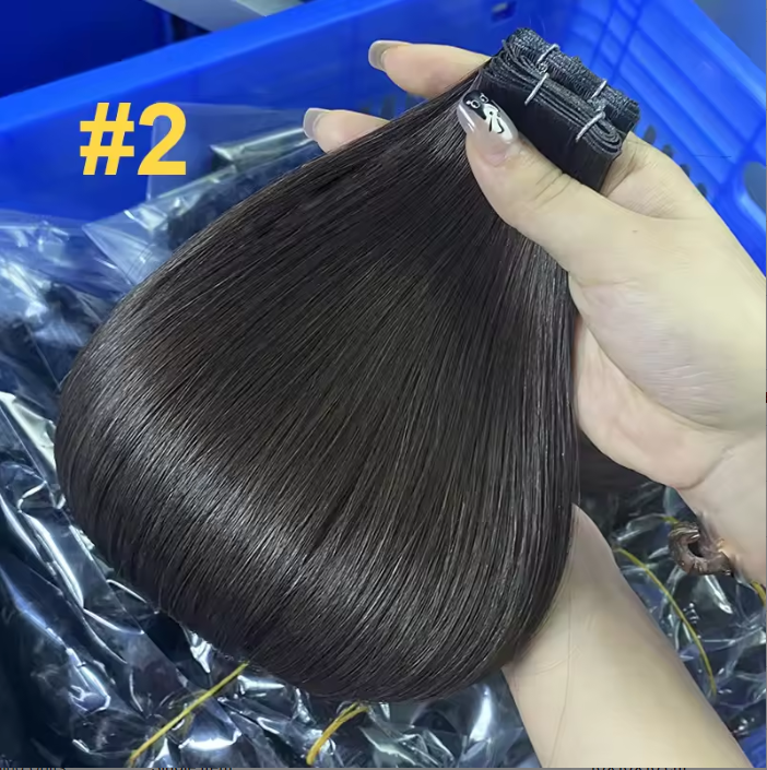 Real Human Hair Double Drawn Genius Weft Brazilian Remy Straight Human Hair Genius Weft Hair Extensions