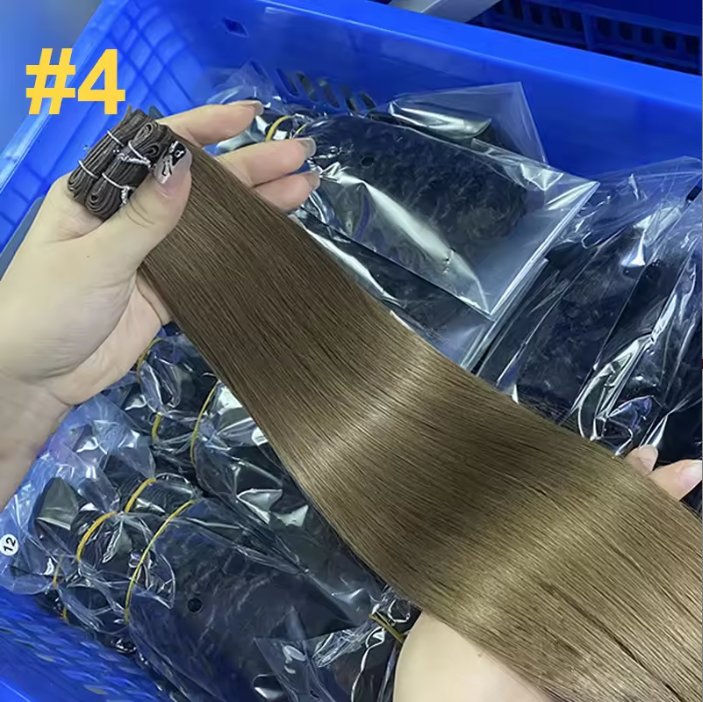 Real Human Hair Double Drawn Genius Weft Brazilian Remy Straight Human Hair Genius Weft Hair Extensions