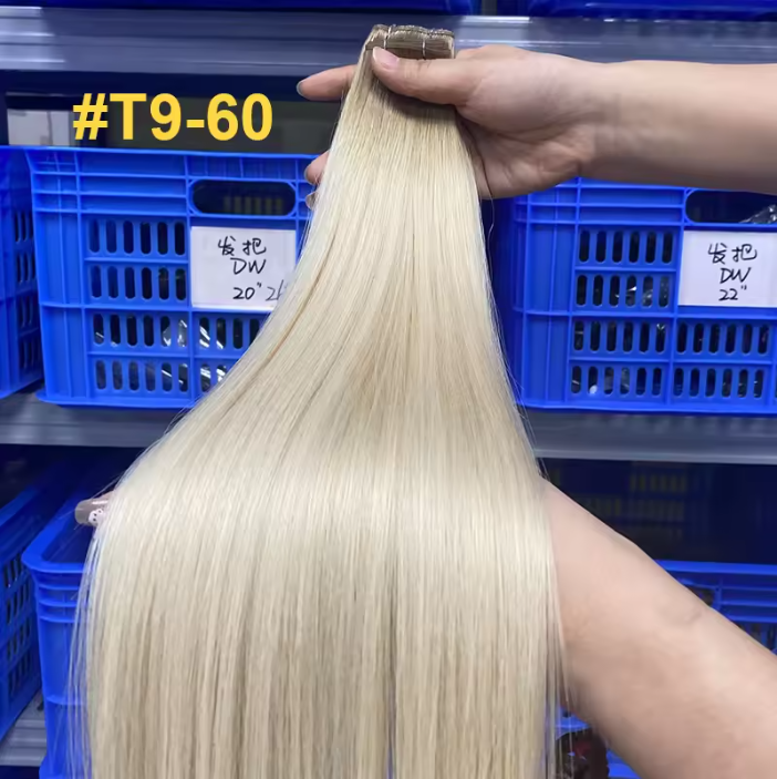 Real Human Hair Double Drawn Genius Weft Brazilian Remy Straight Human Hair Genius Weft Hair Extensions